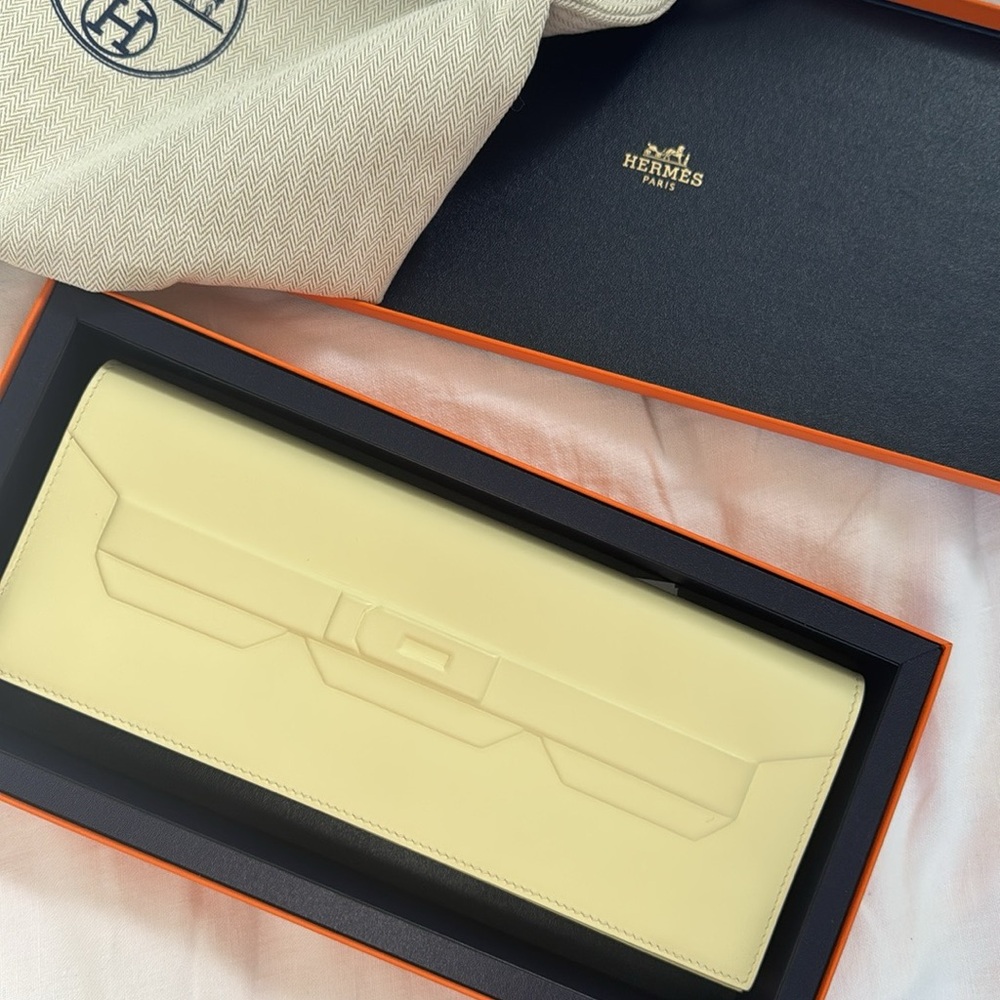 HERMES BIRKIN SHADOW CLUTCH BAG SWIFT JAUNE MILTON LIMITED EDITION